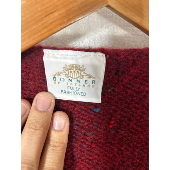 Bonner Of Ireland Poncho Purple Burgundy Speckled Cable Knit Small Cape Irish - Picture 5 of 10